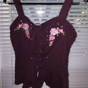 Aeropostale Cropped Lace Up Tank